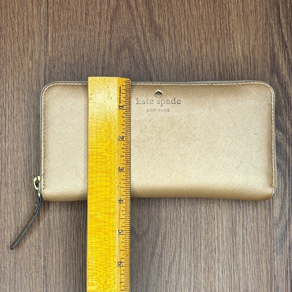 Kate Spade Lacey Rose Gold Zip Around Wallet Metallic WLRU1689B